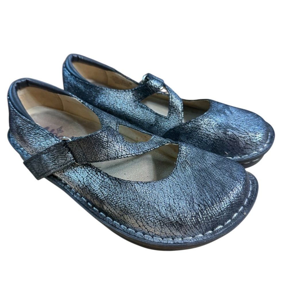 Alegria Black Silver Metallic Crackle Mary Jane Clogs Size 36 / Women’s 6 - 6.5W